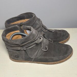UGG Charcoal Suede Lace-Up Boots